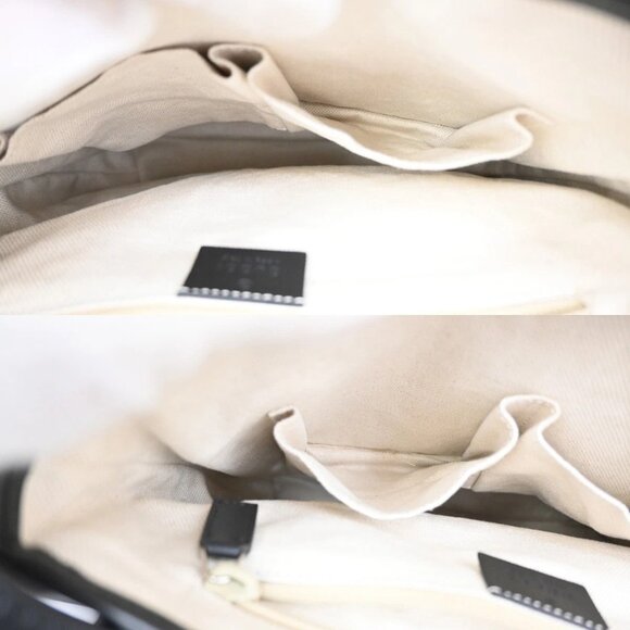 GUCCI Logo Diamante Shoulder Crossbody Bag PVC Leather Black Brown SHW - Picture 13 of 16